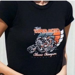 Brandy Melville John Galt cropped Moto tee